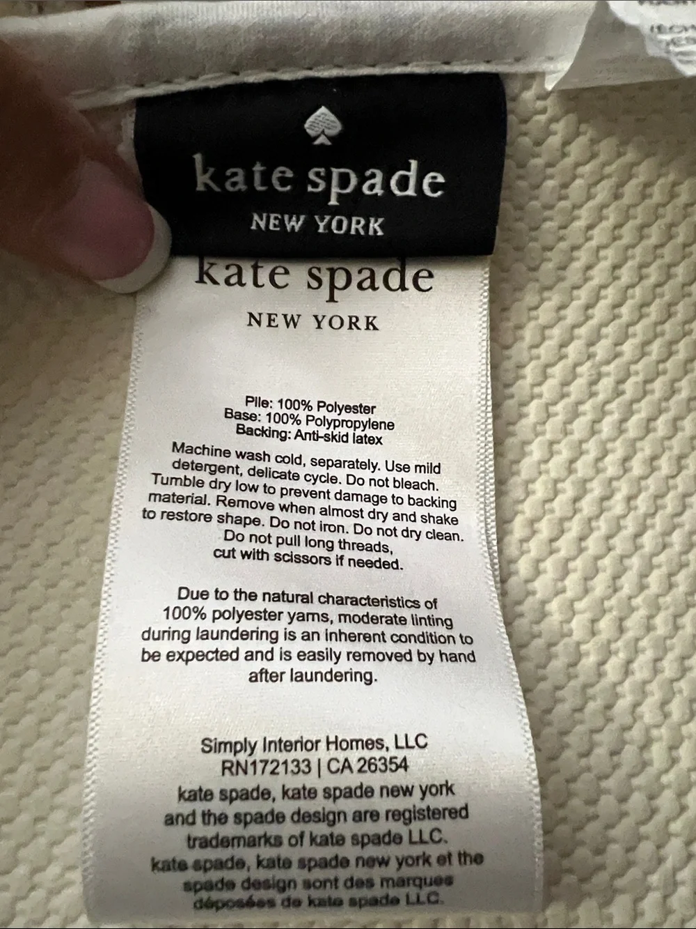 Kate Spade 20x32 Butter Yellow & White Stripe Bath Rug